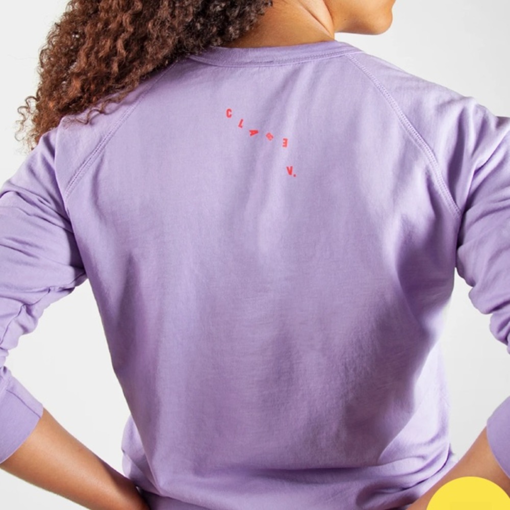 Clare V Lavender Crewneck Sweatshirt with Coral Lip Detail - Picture 7 of 10